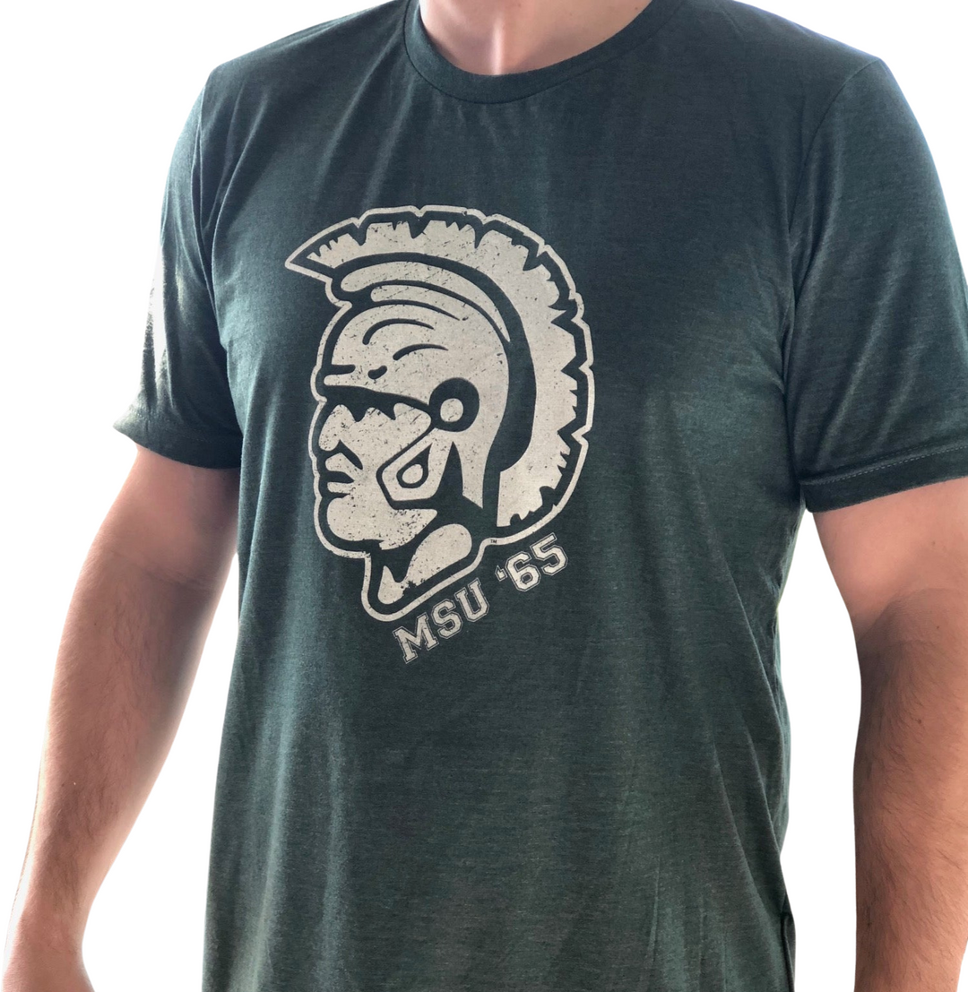 Vintage Michigan State T Shirt with 1965 Spartan Helmet Logo