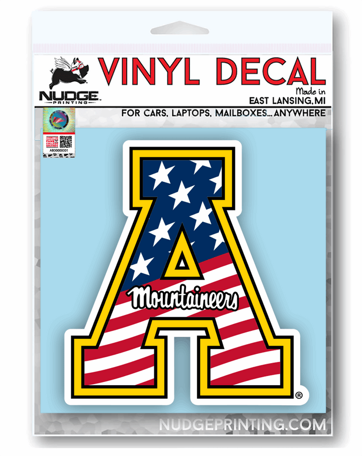 App State A American Flag Decal in Packaging