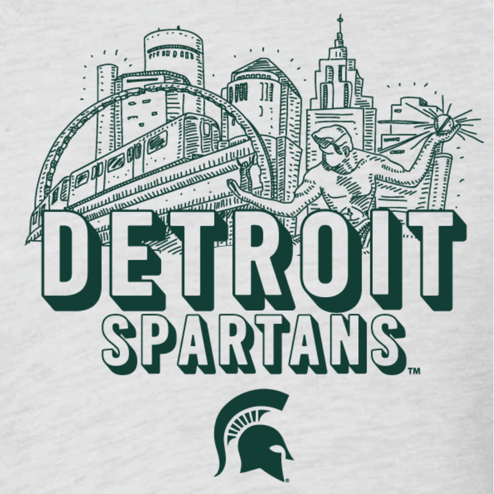 Detroit Spartans Ash White Crewneck Sweatshirt