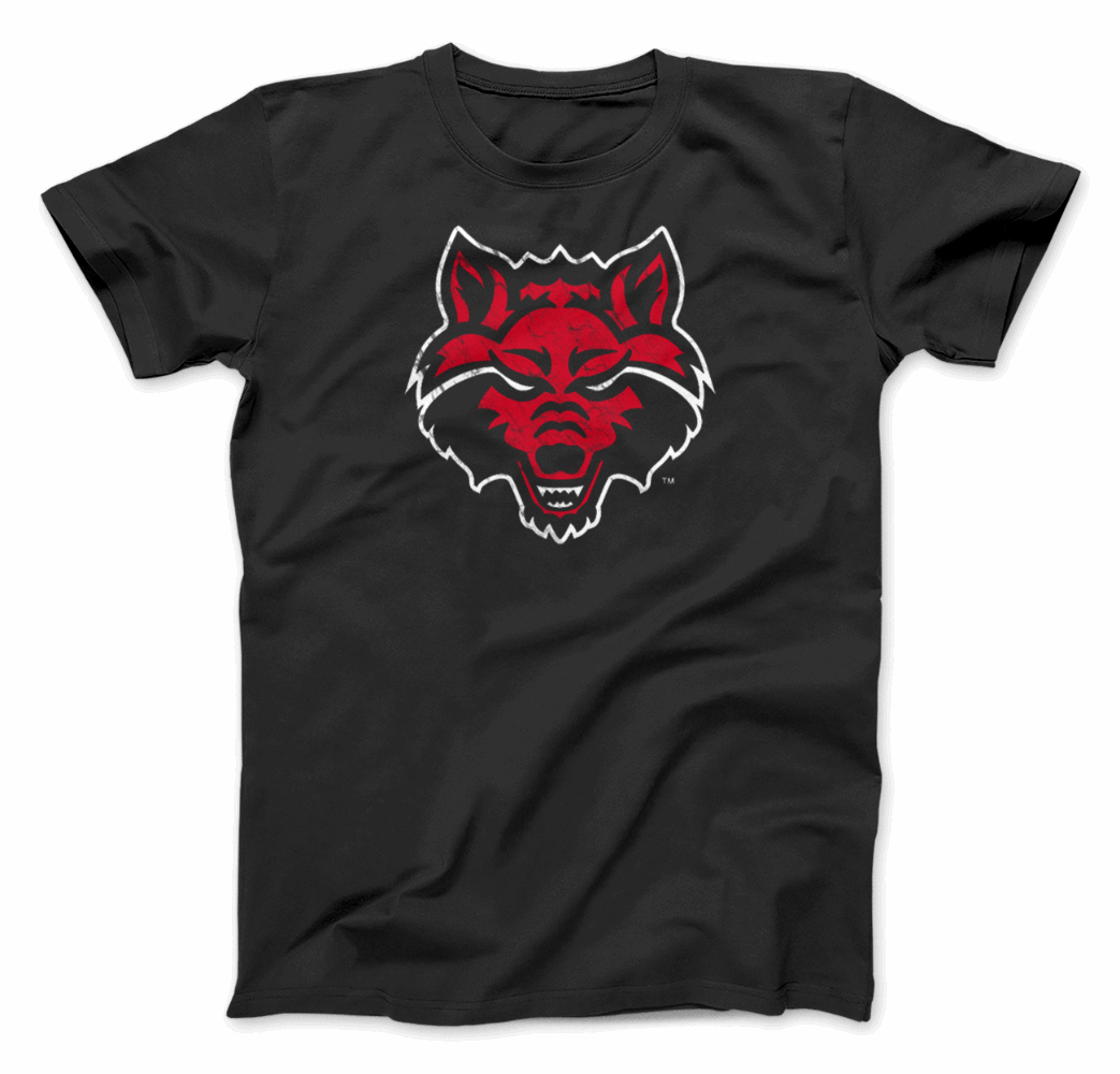 Arkanas State T Shirt Black Red Wolf