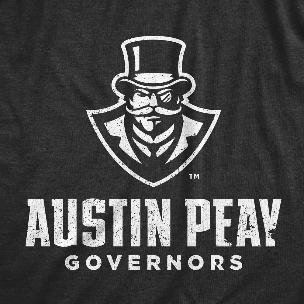 Close up of Austin Peay Governors Black Charcoal T-Shirt from Nudge Printing