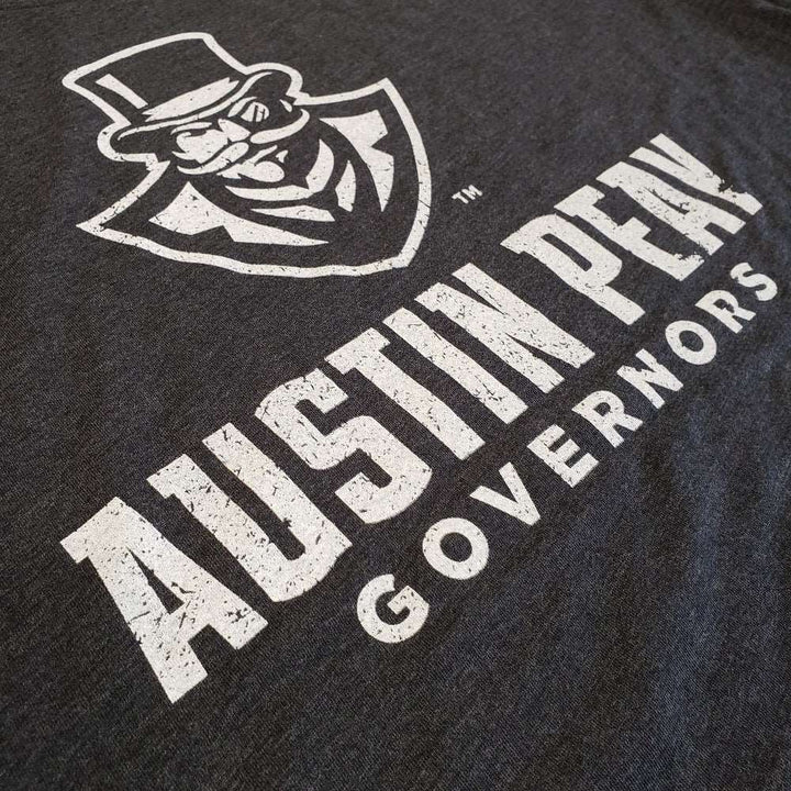 Close up of Austin Peay Governors Black Charcoal T-Shirt