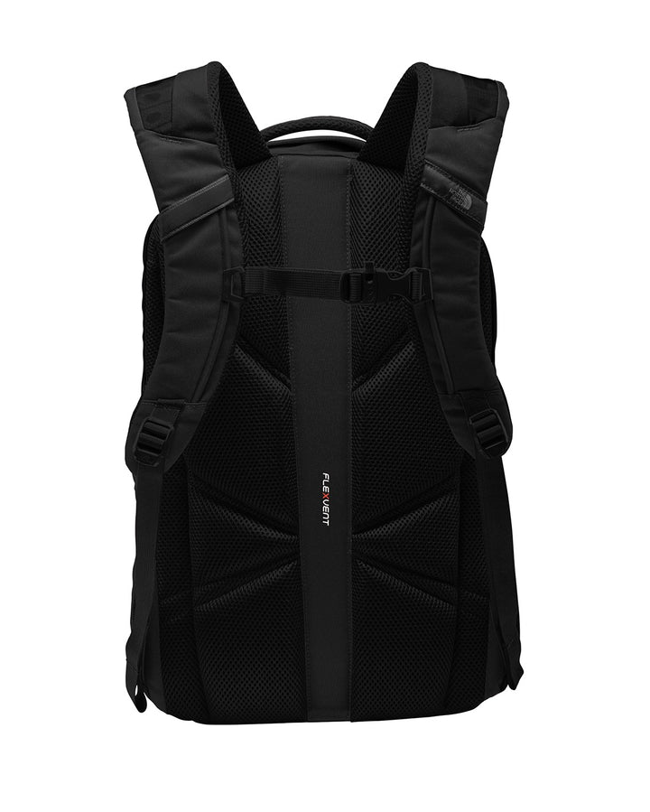 Back view of a black North Face backpack from Nudge Printing