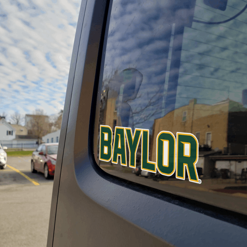 Baylor University "Baylor" decal on car