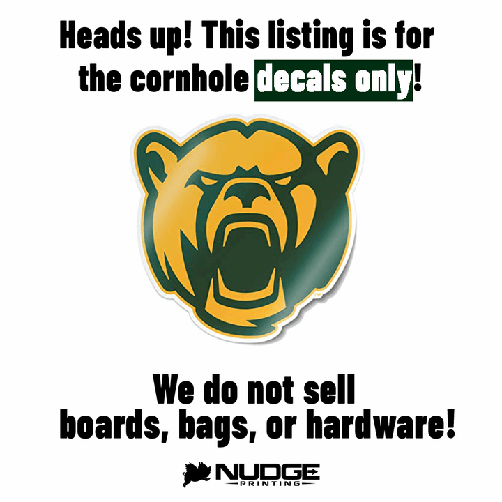 Baylor Bears Gold and Green Bear Head Corn Hole Decal