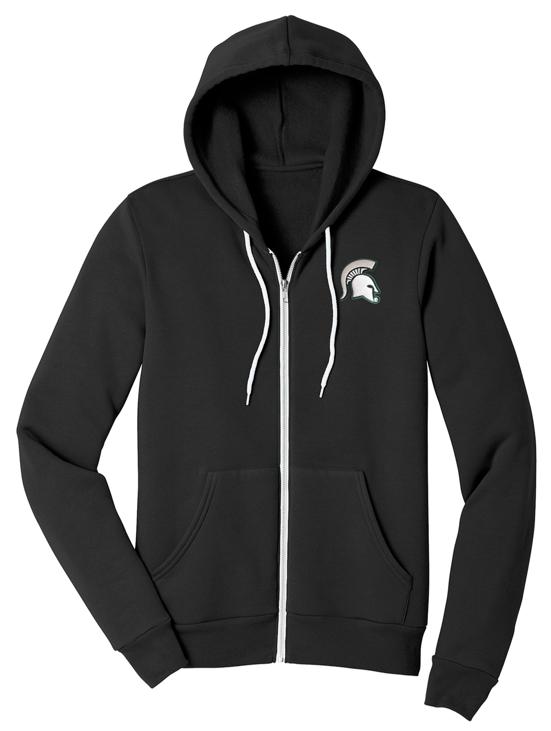 Black MSU Spartan Helmet Zip up Hoodie from Nudge Printing