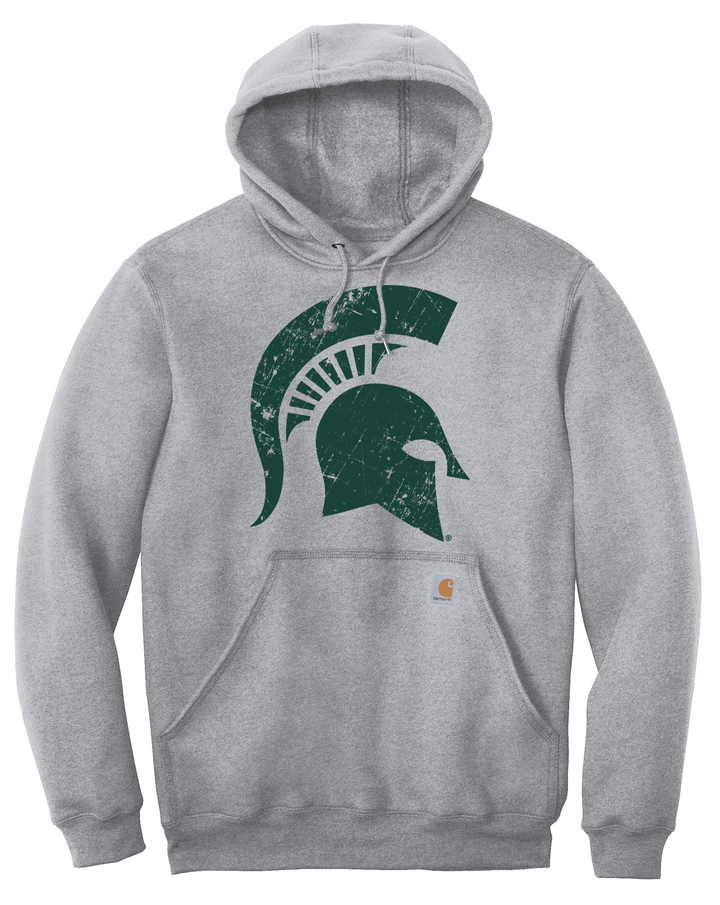 Michigan State Spartan Helmet Carhartt Sweatshirt Hoodie - Light Grey