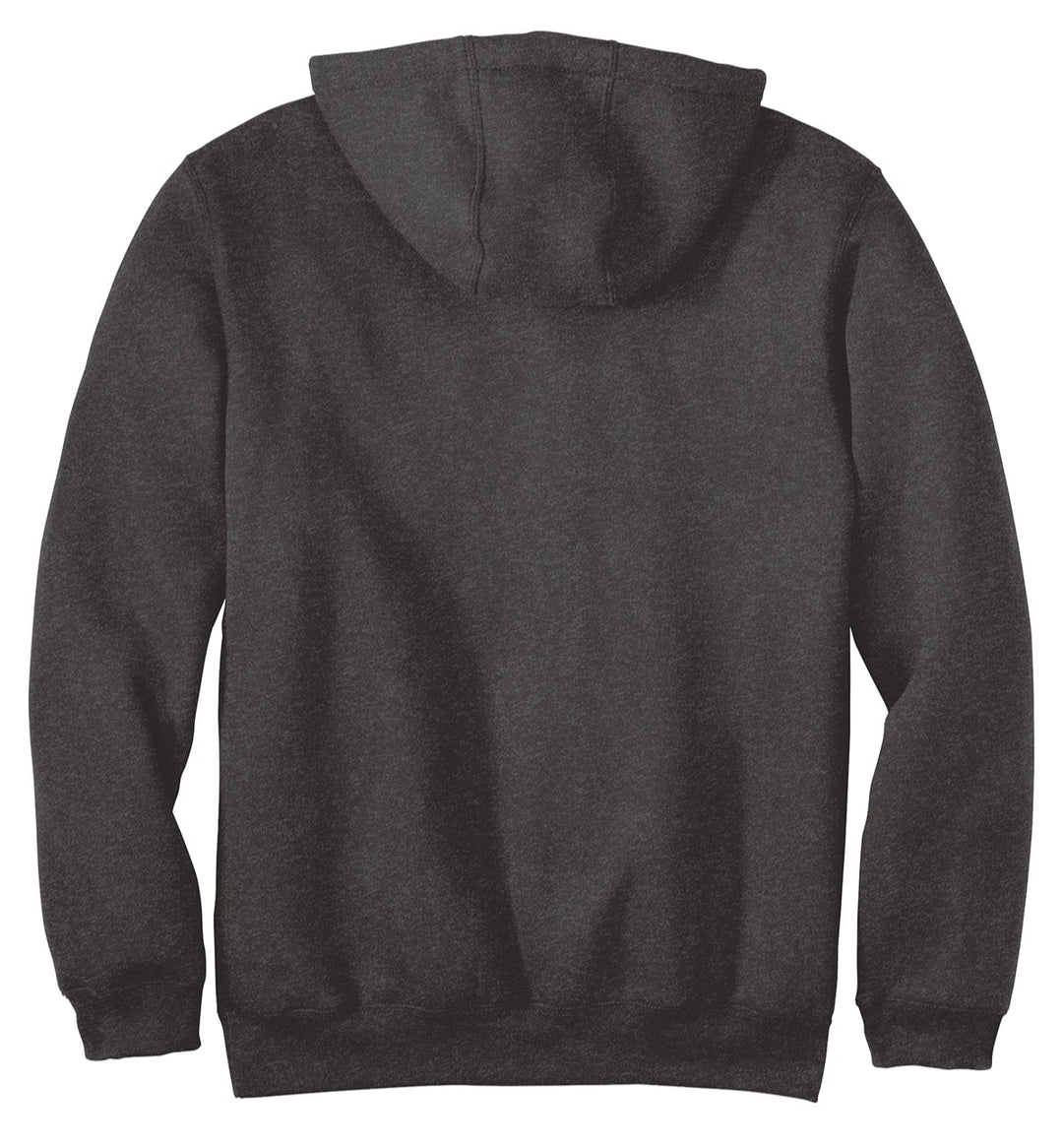 Back view of a carbon heather Carhartt hoodie from Nudge Printing.