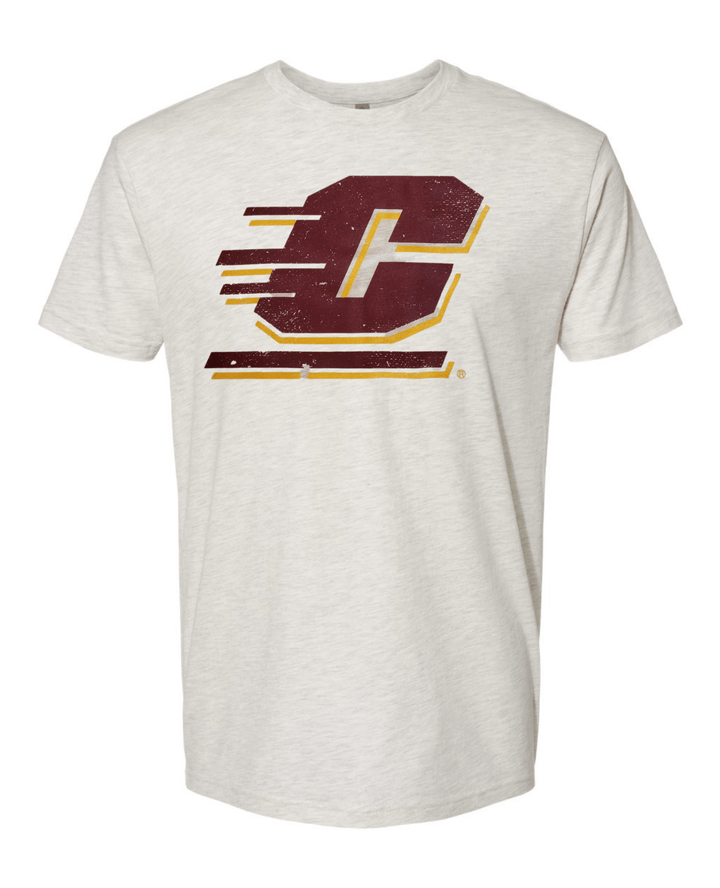 Central Michigan University Chippewas Full Color Flying Action C T-shirt on Model Mock up