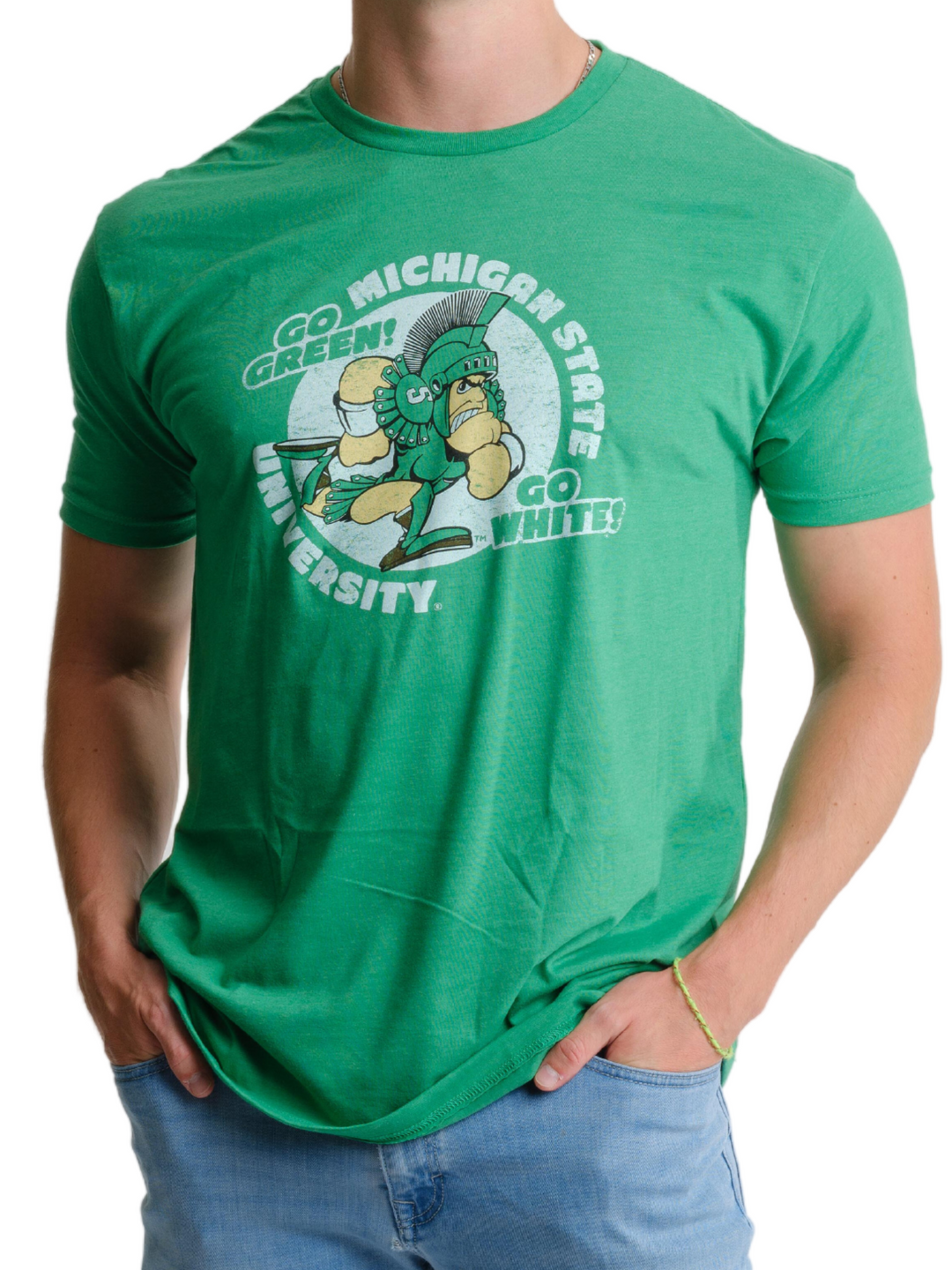 Sparty Charging Running Michigan State University Spartans MSU Vintage Designed T-Shirt