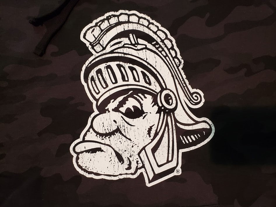 Close up Gruff Sparty Michigan State Sweatshirt Black