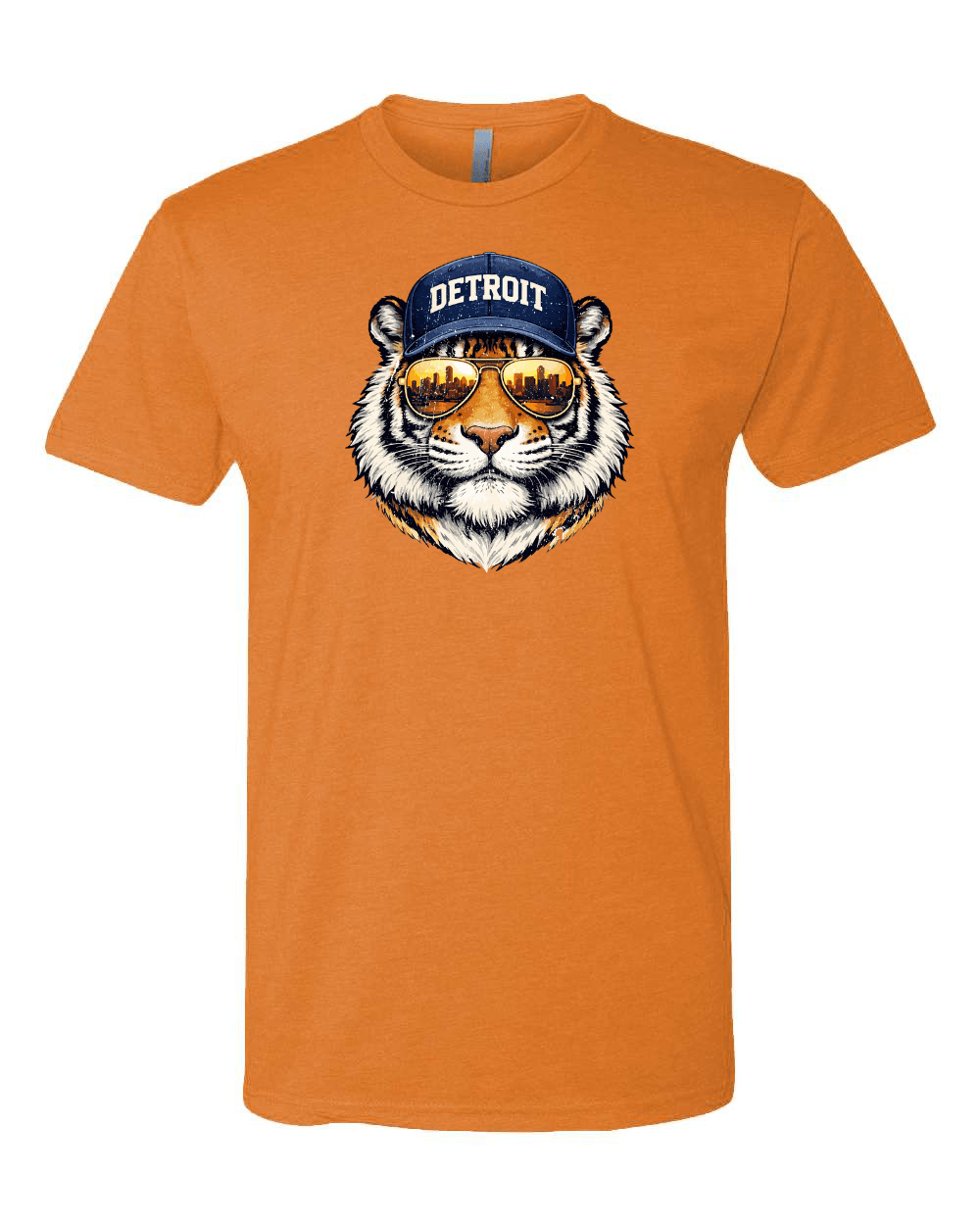 detroit tigers gear Tiger Wearing Sunglasses and Hat T-Shirt 4X / Orange
