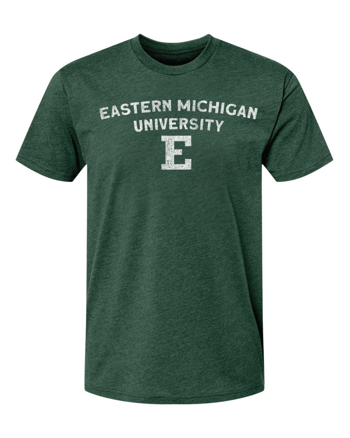 Eastern Michigan University Wordmark on Green T-Shirt mock up