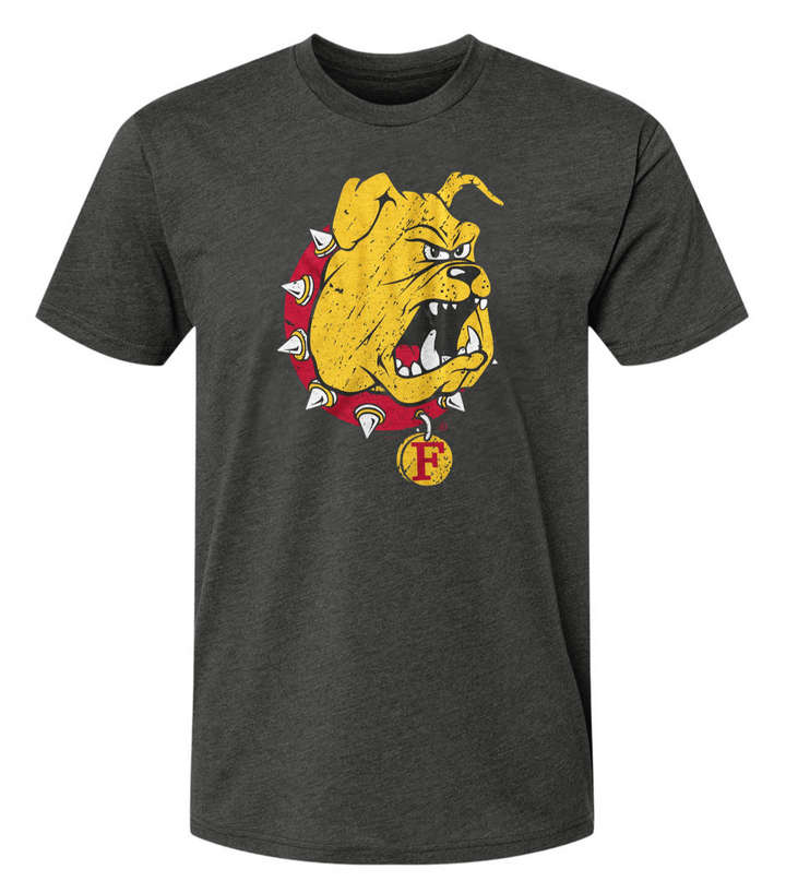 Ferris State University Bulldogs Logo T-Shirt on Charcoal Tee Mock Up