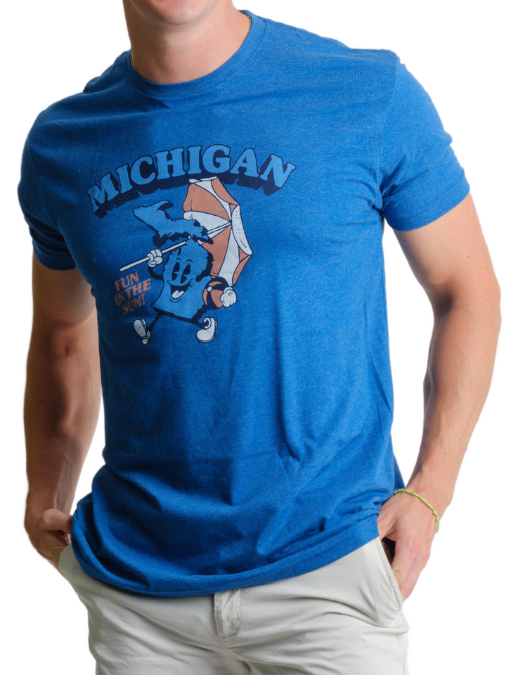 Fun in the Sun State of Michigan Funny Cute Blue Shirt
