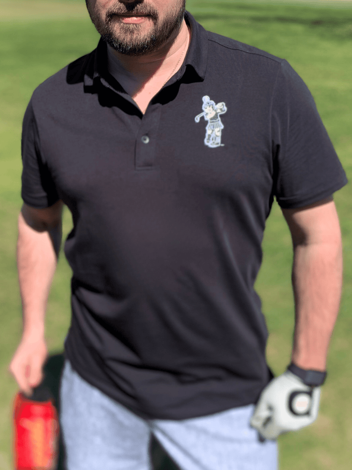 Golfing Sparty Polo MSU Michigan State Spartans Collard Shirt on male model