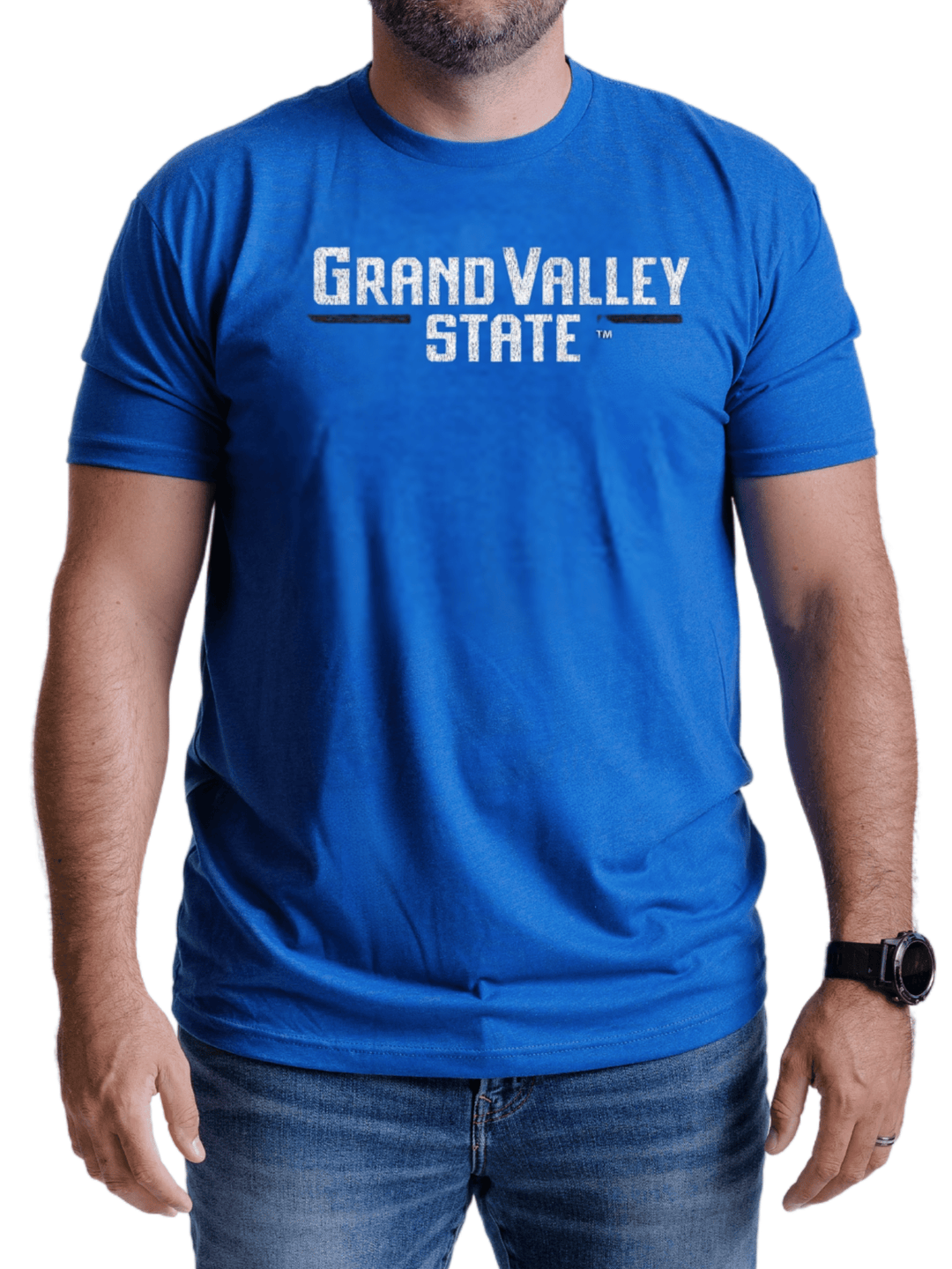 Grand Valley State University Shirt GVSU Lakers Premium Blue T-Shirt on male model