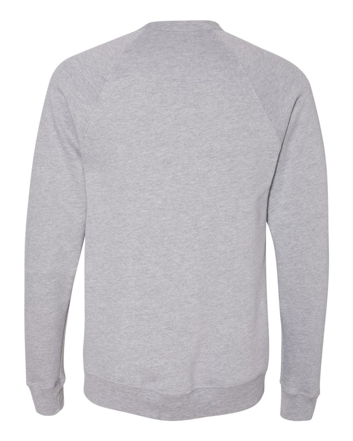 Back view of a light grey crewneck sweatshirt from Nudge Printing