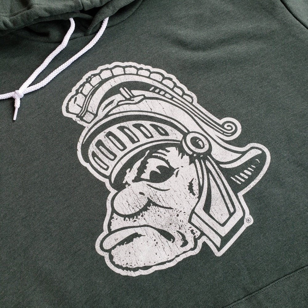 Close up of Gruff Sparty vintage MSU Hoodie