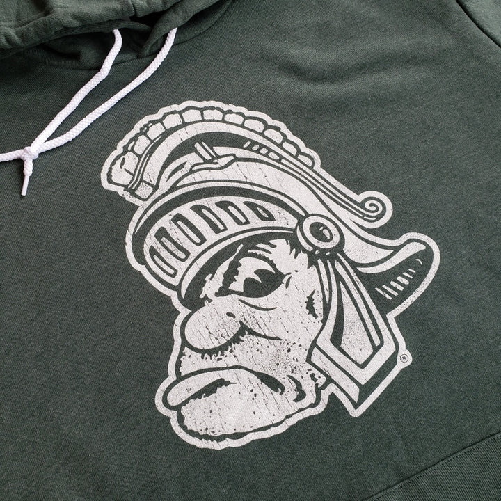 Close up of Gruff Sparty vintage MSU Hoodie