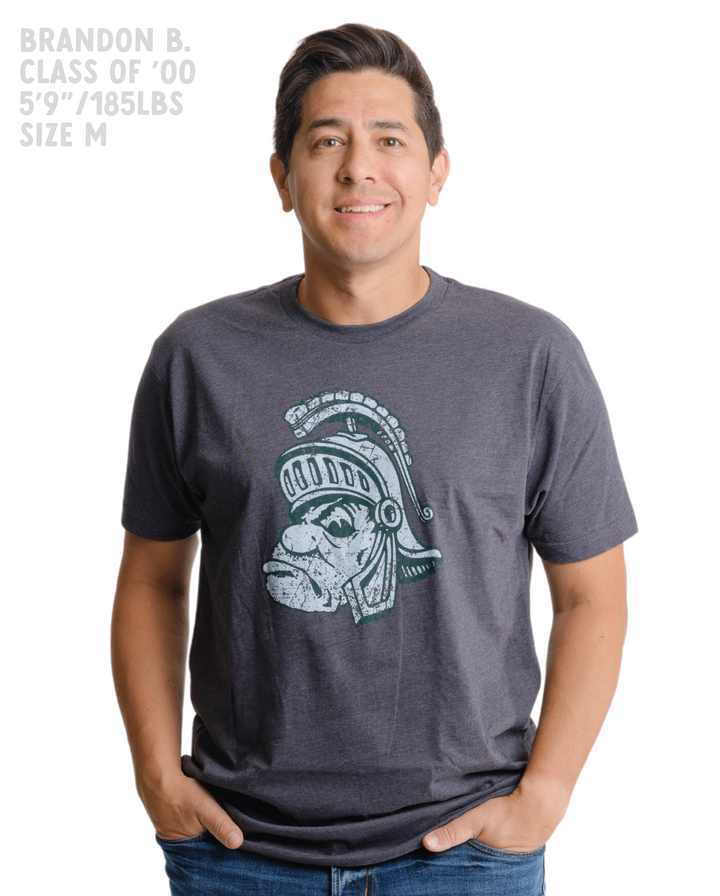 Michigan State University Spartans Vintage Gruff Sparty T-Shirt (Charcoal) - Nudge Printing
