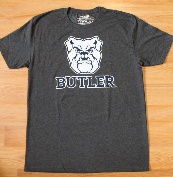 Butler University Bulldog & Wordmark Combo Logo on Charcoal T-Shirt