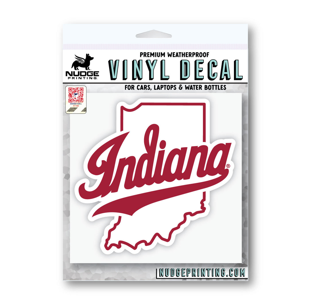 Indiana University Car Sticker | Indiana over state of Indiana and in packaging