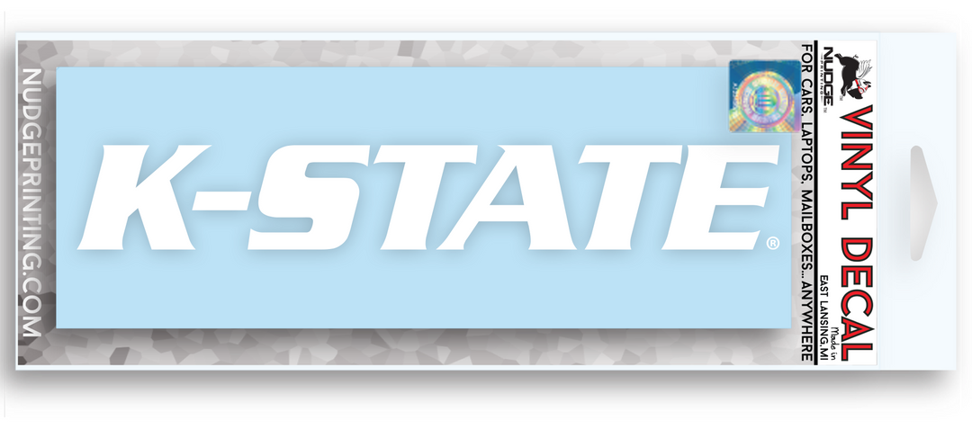 White K-State Car Decal from Nudge Printing