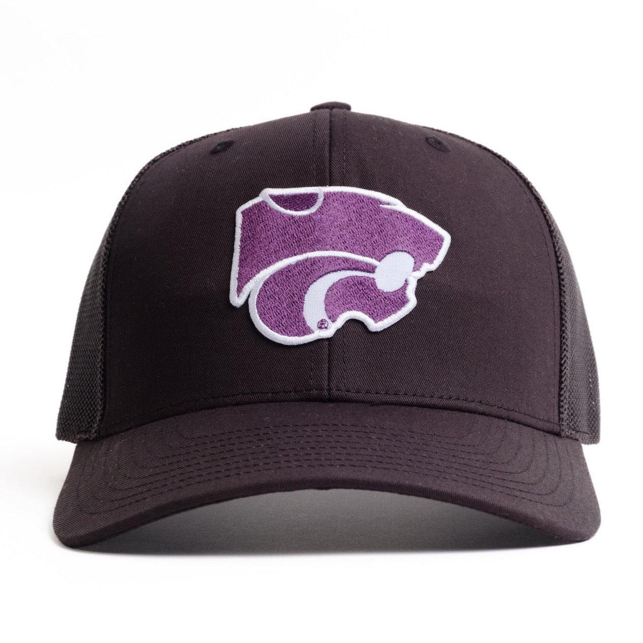 Black Kansas State Hat Trucker with Purple Powercat