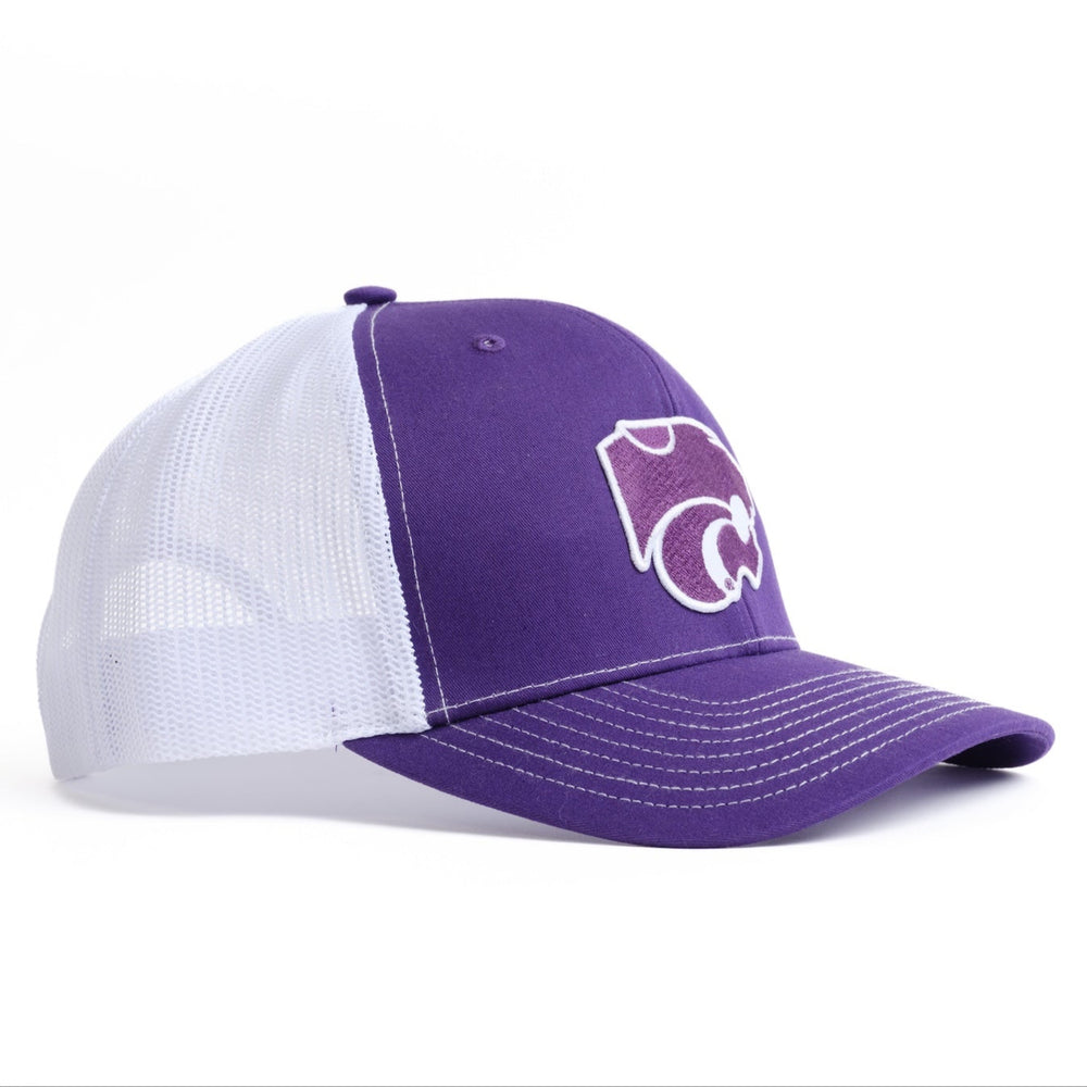 Kansas State Hat in Purple and White with Powercat Logo on the Front