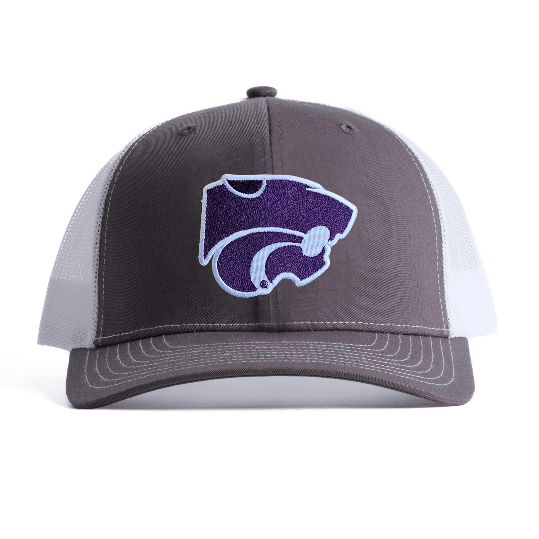 Kansas State University Powercat Logo Trucker Hat on White Background