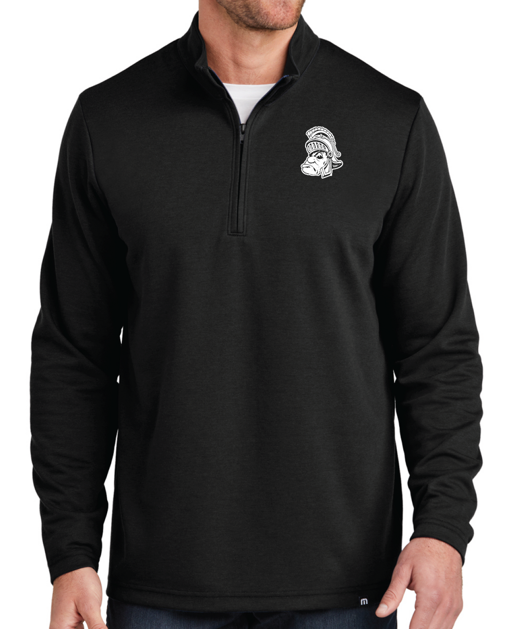 Black Michigan State Quarter Zip with Gruff Sparty from Nudge Printing