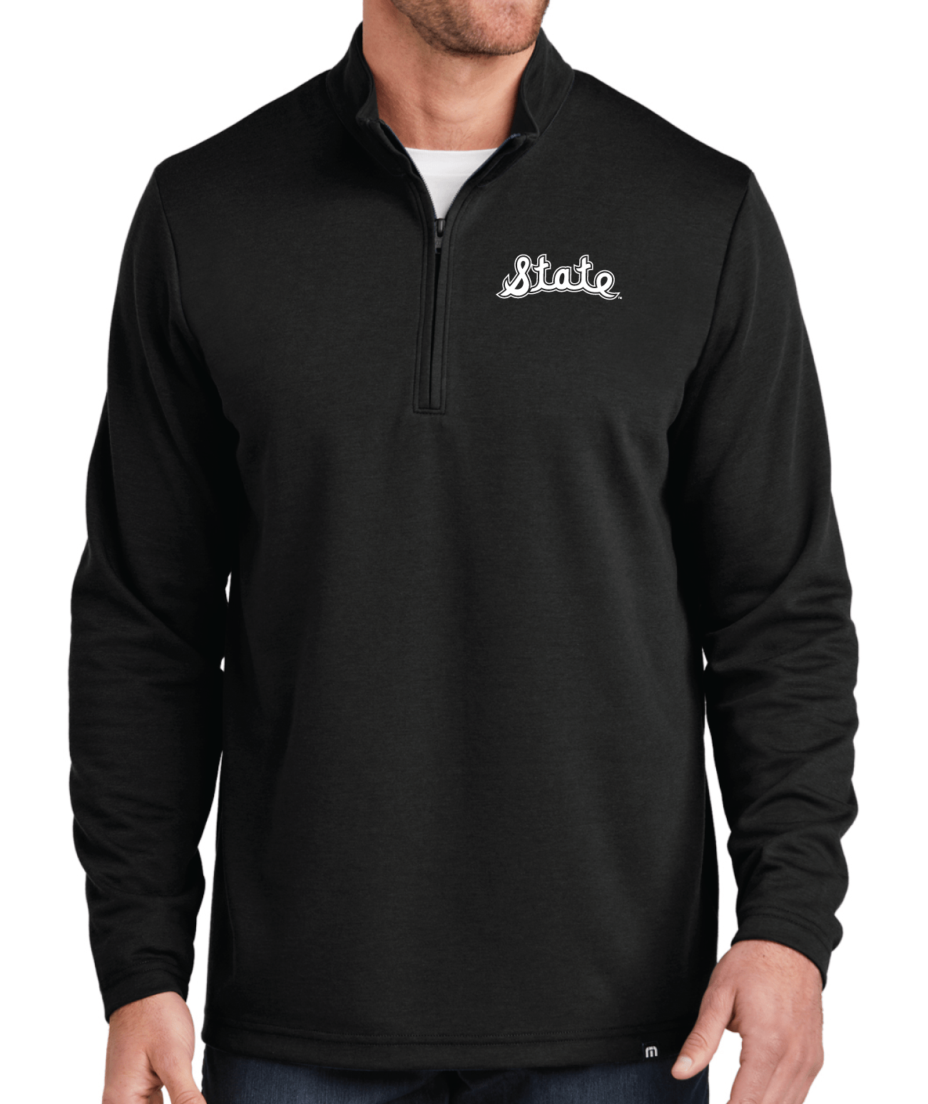 MSU TravisMathew State Script Black Quarter Zip