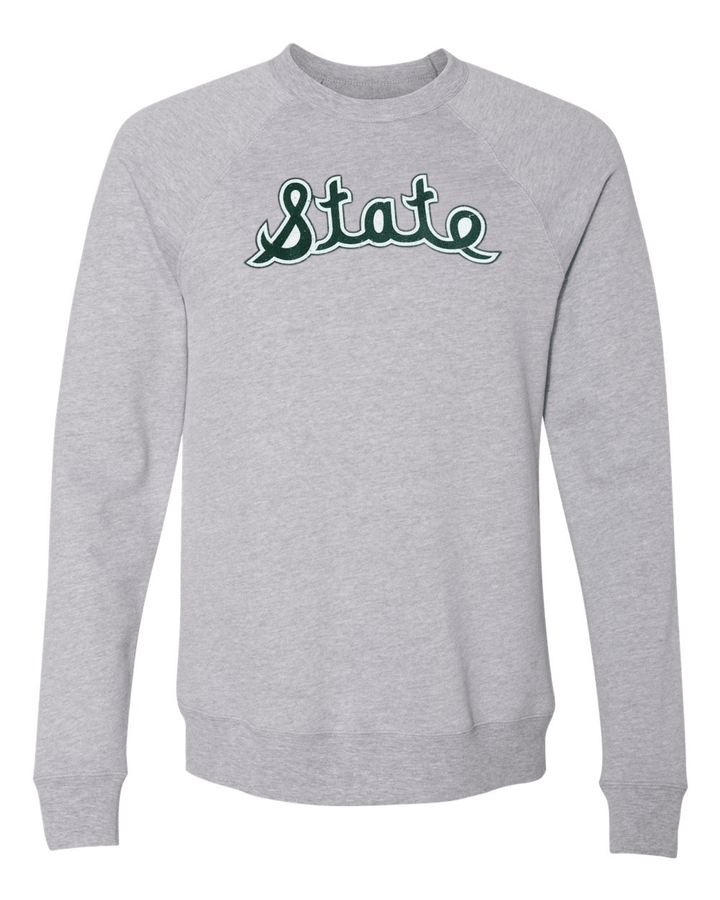 Michigan State Spartans MSU Crewneck Sweatshirt Vintage Logo Magic Johnson Nudge Printing Mock Up on white background