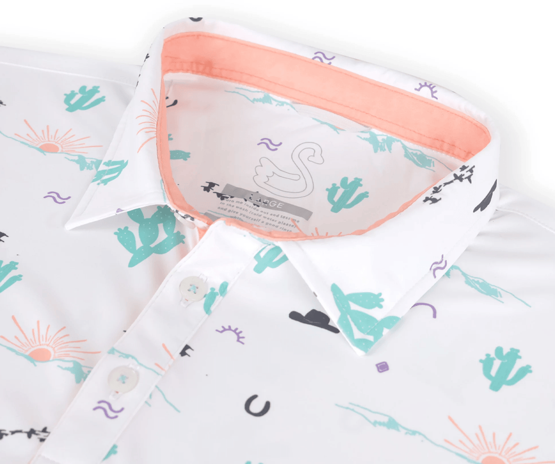 Close up of Michigan State Swannies Polo from Nudge Printing