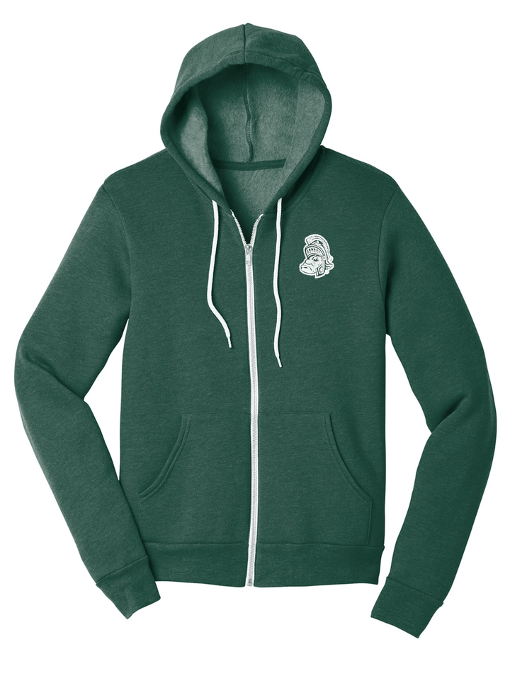 Michigan State Spartans Gruff Sparty Zip up fleece on white background