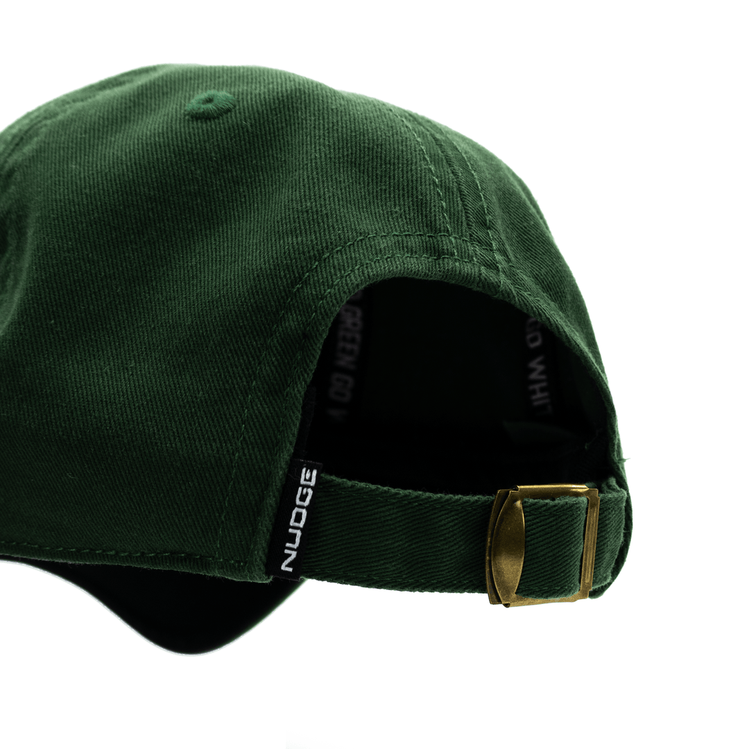 Forest green Michigan State University MAC Dad Hat featuring an adjustable clasp.