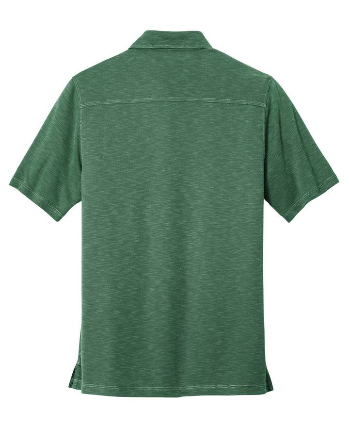 Michigan State Tommy Bahama Branded Polo embroidered on left chest with white Spartan Helmet logo from Nudge Printing Back view mock up