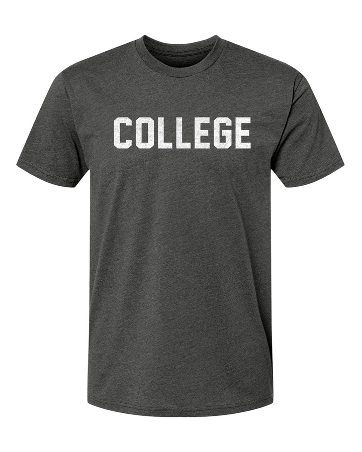 College T-Shirt in Charcoal and White