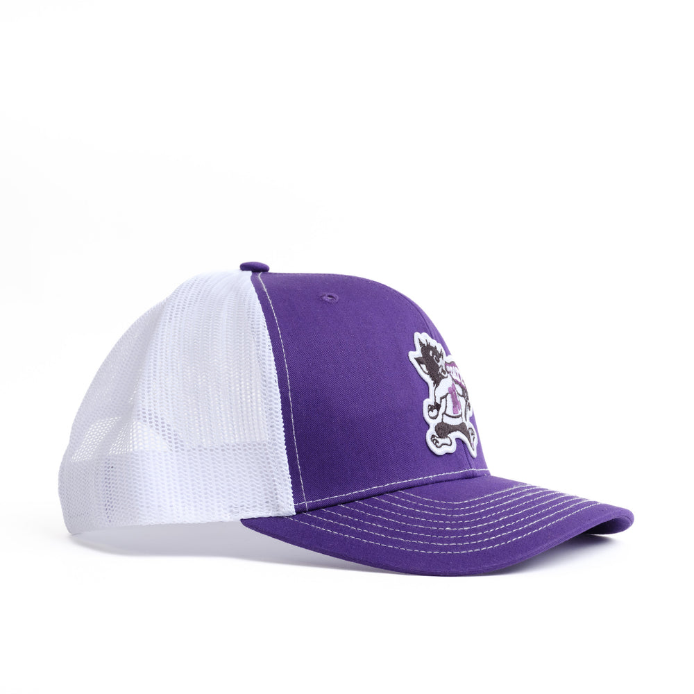 Kstate hat in purple with Willie the Wildcat