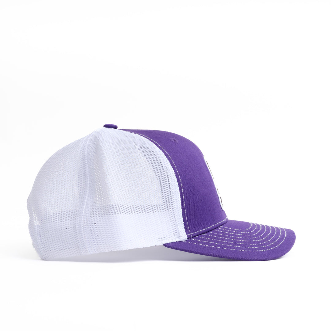 Kstate Purple and White Trucker Hat Side Profile
