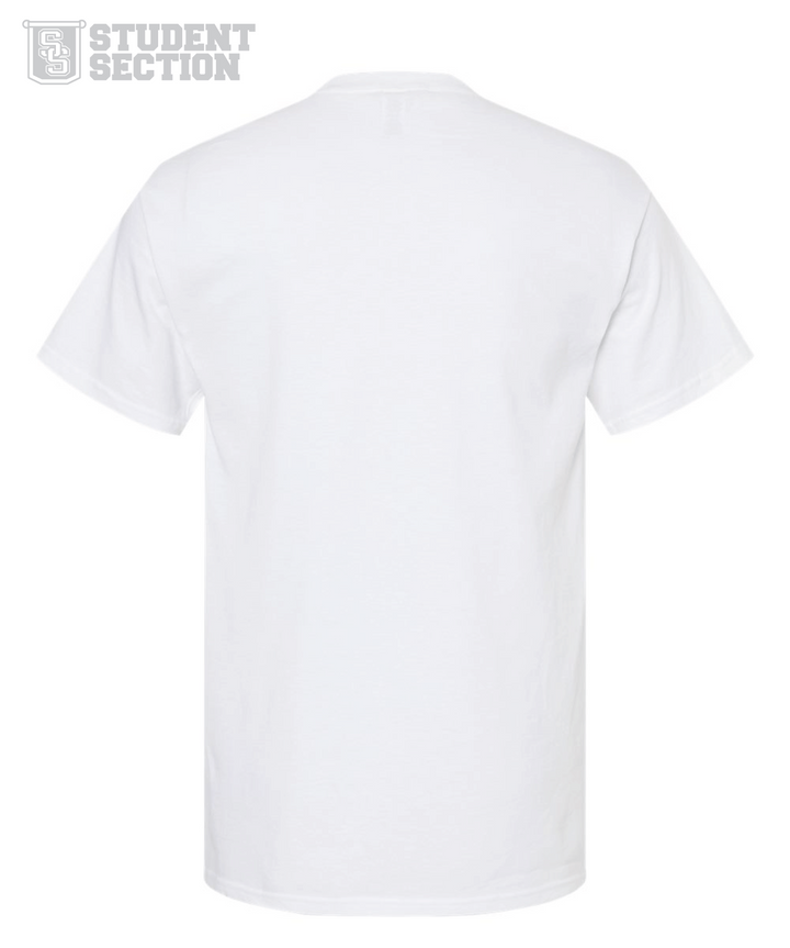 Back view of a Michigan State t-shirt and part of the budget friendly program, the Student Section, from Nudge Printing.