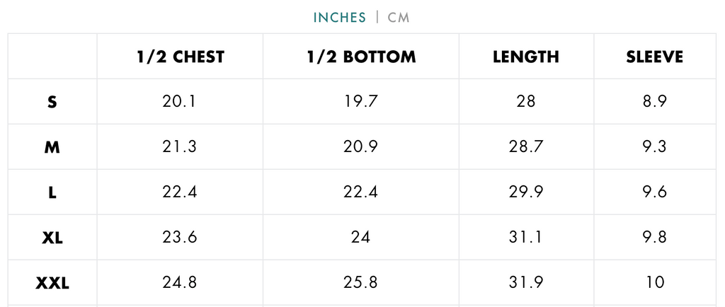Swannies Polo Size Chart