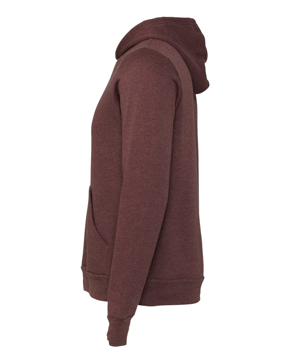 Texas State University Heather Maroon Hoodie Sweatshirt with Bobcats Logo Side View Mockup on white background