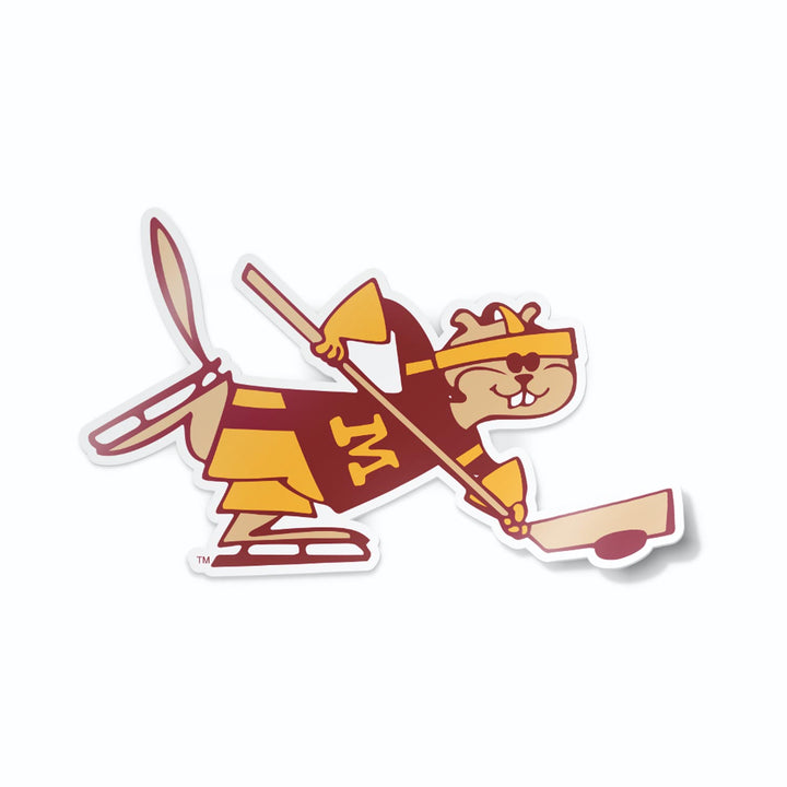 University of Minnesota Vintage Gopher Hockey Logo Car Decal Sticker from Nudge Printing