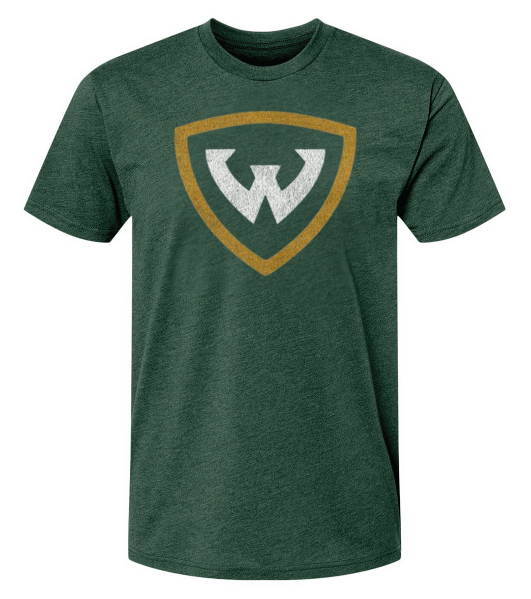 Wayne State University Block W Logo on Green Premium T-Shirt Mock up