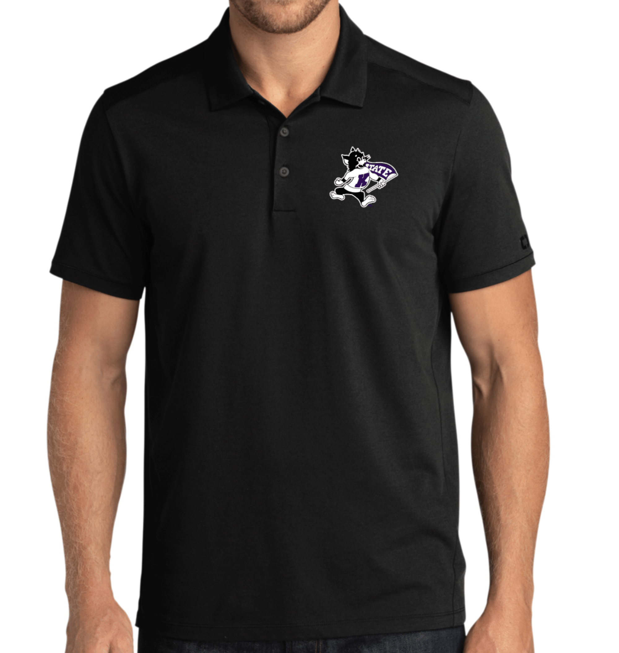 Black Kansas State Polo with Willie the Wildcat - Nudge Printing