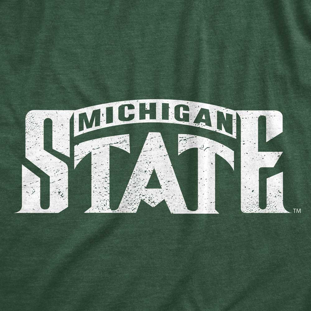 Michigan State Green and White Vintage T Shirt Close Up