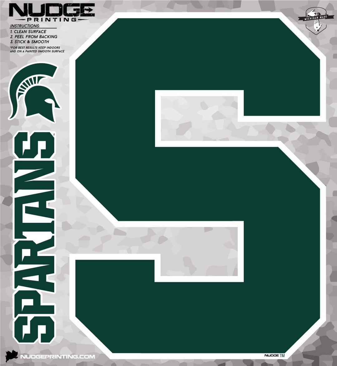 Michigan State Wall Decal MSU Block S - XL Spartans Sticker Set