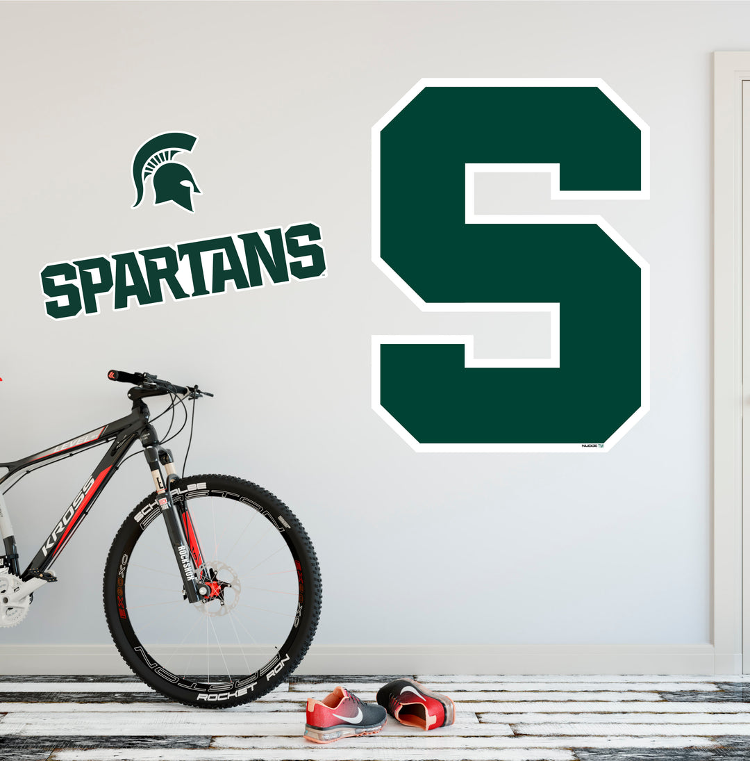 Michigan State Wall Decal MSU Block S - XL Spartans Sticker Set